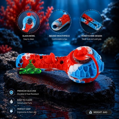 SILICONE HANDPIPE HONEYCOMB WITH CAP SP353 1CT